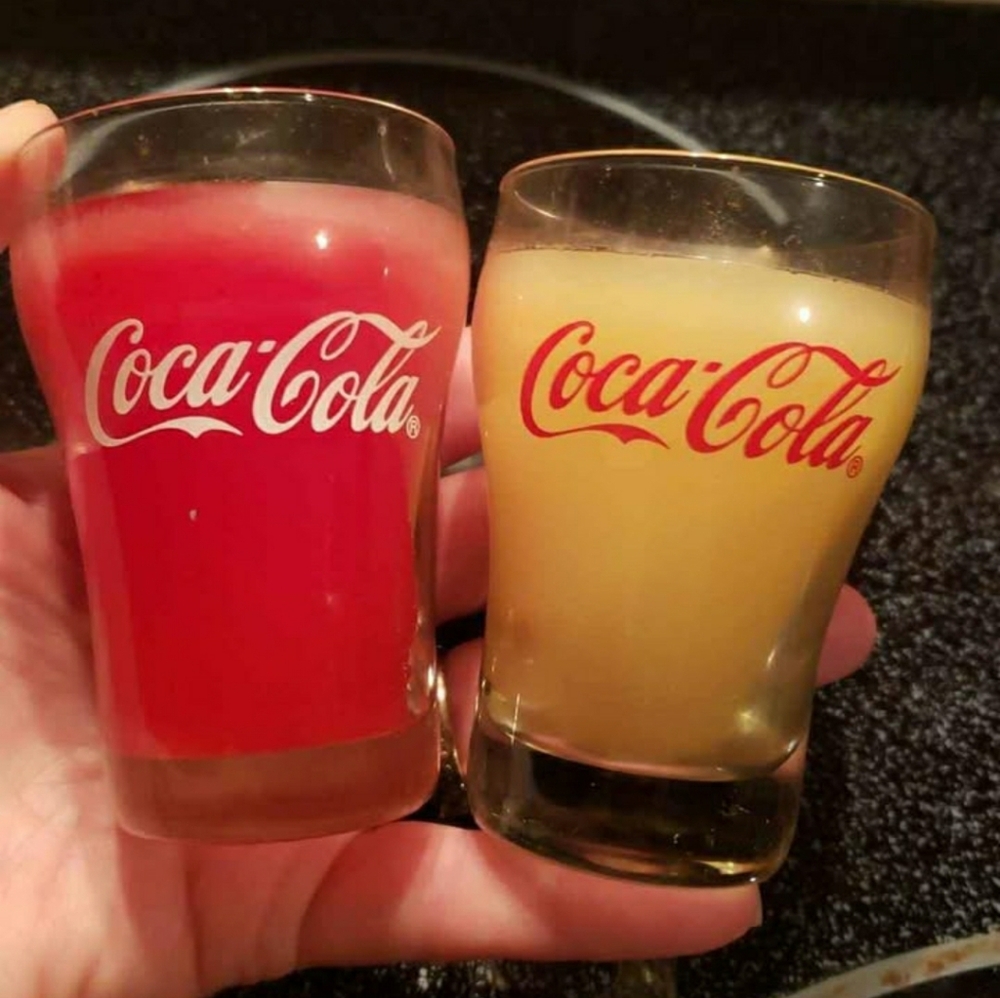 Coca-Cola candles, red and off-white